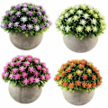 Miniatyrbild 1 av 4: Set med 4 små konstgjorda blomväxter med kruka, inomhus utomhus för dekoration.(Orange+Rosa+Gul+Lila) LYCXAMES