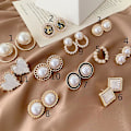 Miniatyrbillede 4 af 5: Ørering Pearl Geometry Stud piger&#39; Modesmykker Ac3576 A62