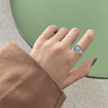 Miniatyrbillede 4 af 5: Kvinder Ring Firkantet Cubic Zirconia Smykker Shining Rhinestones Finger Ring Til Bryllup Blue US 8
