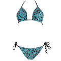 Miniatyrbild 2 av 4: Kvinnor Sexig Bikinithong Set Vadderade Push Up Badkläder Leopard Blue L