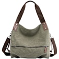 Miniatyrbild 1 av 4: Axelväska i canvas för fritid för kvinnor, Axelväska, Handväska för Shopper, Bucket Bag (grön)
