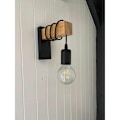 Miniatyrbillede 2 af 5: Goeco E27 træ og metal indendørs væglampe til korridor Country House Soveværelse Stue - Sort， Velegnet til stue ro