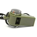 Miniatyrbillede 2 af 5: Emergency Survival Whistle 3 i 1 fløjter med kompas termometer snor til udendørs vandring Camping Army Green 2 stk.