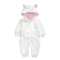 Miniatyrbillede 1 af 5: Baby fleece jumpsuit hættedragt snedragt langærmet jakkesæt White