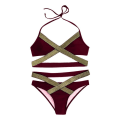 Pikkukuva 2 / 4: Naisten push-up-rintaliivit + lyhyt bikinisetti , uimapuku, uimapuku Wine Red XL