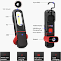 Miniatyrbillede 4 af 5: Genopladeligt Led arbejdslys, 2 i 1 inspektionslys med 360 graders rotation og 3w Cob led lommelygte med magnetisk base og krog til bilværksteder