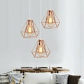 Miniatyrbillede 2 af 5: Lys Diamond Shape Pendant Lysekrone til Soveværelse Stue Bar Rose - Rose Gold