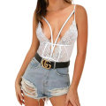 Miniatyrbilde 1 av 2: Sexy Blonderundertøy Bodysuit Dame Deep V Plunge Sling White M
