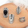 Miniatyrbild 3 av 5: 4st/ set Bohemian Style Unisex Ring Slitstark Lättvikt Super Cool Fidget Ring För Fest