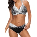Miniatyrbild 1 av 2: Kvinnor sommar Push Up Vadderad BH Bikini Set Baddräkt Black 3XL