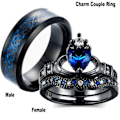 Miniatyrbillede 2 af 5: Kvinder Ring skinnende Rhinestone Rustfri Letvægts Par Finger Ring til Valentinsdag Black US 11