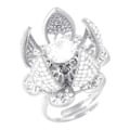 Miniatyrbilde 1 av 4: Kvinner Hul Åpen Ring Åpning Lukke Blomst Zircon Roterende smykkegave Silver