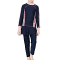 Miniatyrbild 1 av 4: 3st/ set Modest Burkini Badkläder Barn Flickor Muslimska Islamiska Cap Strandkläder Navy Blue 14-15 Years