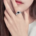 Miniatyrbilde 2 av 5: Fingerring Geometrisk svart Cubic Zirconia smykker Moteutseende Utsøkt fingerring til bryllup US 7