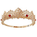 Miniatyrbillede 4 af 5: Bar Performance Crown Ball-dronning Tiara Forslag Matchende smykker Kæreste gave Golden Red