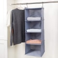 Miniatyrbilde 4 av 4: Hengende hylle Garderobe, 4 rom Høykvalitets bomull campingskap Organisering Hengende med jernramme Organizer Oppbevaringssystem sett Grey