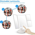 Miniatyrbillede 3 af 5: Makeup spejl med LED lys og berøringsskærm, 1X/2X/3X forstørrelse, 180° justerbar rotation, bordspejlbatte