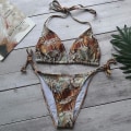 Miniatyrbild 2 av 3: Kvinnor Sexig Bikinithong Set Vadderade Push Up Badkläder Snakeskin Yellow S