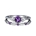 Miniatyrbild 4 av 4: 2st/ set Kvinnor Cubic Zirconia Inlagd Stapelbar Fingerring Bröllop Smycken Present Blue US 9