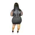 Miniatyrbillede 3 af 4: Sexet Plus Size Mesh Se Through Bodycon Mini-kjole 3XL