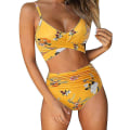 Miniatyrbilde 1 av 2: kvinner Tie Dye Push Up Polstret Bikini Sett Høy midje Badetøy Badedrakt Strandtøy Yellow XL