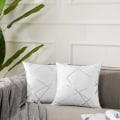 Miniatyrbillede 1 af 5: Dekorativ sofa pudebetræk, sofa tyk pude pudebetræk, firkantet grå luksus pude 2 sæt 55*55 cm Blanc