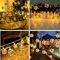 Miniatyrbillede 1 af 5: Varm hvid [Solar 8 funktioner] 5 meter 20 LED-lys Hule kugle-strenglys Juleferiedekoration, f.