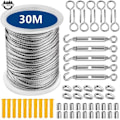 Miniatyrbild 1 av 5: Set One (30m) Wire Rope Hanger Kit Wire Rope Set Spännfäste fjäderkrok