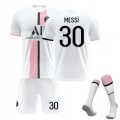 Miniatyrbillede 1 af 2: Fodboldsæt Fodboldtrøje Trænings-T-shirt Messi White 24（8-9Years）
