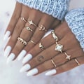 Miniatyrbillede 3 af 4: 13 stk/sæt Boho Kvinder Moon Star Crown Faux Opal Knuckle Midi Finger Ring smykker