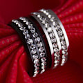 Miniatyrbild 5 av 5: Ring bred bredd Fadeless titan stål dubbla rader strass unisex smycken för bröllopsfest Black US 8