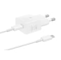 Samsung 25W USB-C GaN Väggladdare + Typ-C 1m Kabel - Vit
