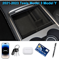 Miniatyrbild 3 av 7: Organiserfack för mittkonsolen, Armstödslåda med flockad insida, för senaste Tesla Model 3/Y 2023-2021 Center Console Organizer Center Console Organizer