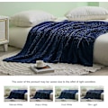 Miniatyrbillede 3 af 5: Flannel Fleece Pledd, 127x178 Cm Sofa Pledd, Blød Jacquard Vævet Bladmønster Pledd Til Sofa, Blå Marine Pledd