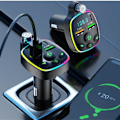 Miniatyrbillede 5 af 5: Trådløs Bluetooth 5.3 FM-sender til bil, hurtig oplader 3.1A, Bluetooth radioadapter, PD+QC3.0, støjreducerende mikrofon og musikafspiller