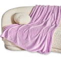 Miniatyrbillede 2 af 5: Flannel Coral Tæppe Sofa Tæppe - Alsidigt Tæppe Blødt og Fluffy Tæppe til Seng og Sofa Dobbelt, Lyselilla, 150x200cm