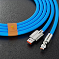 Miniatyrbilde 2 av 5: Hurtigladerkabel USB til C-kabel 180 graders roterende rett vinkelhode for rask lading av mobiltelefon 2m Android liten munn blå