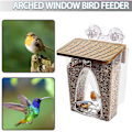 Miniatyrbillede 1 af 5: 2l Transparent Fuglefoderbue Design Vindue, Udendørs Have Kolibri Feeder, Adsorption Hus Type Fuglefoder