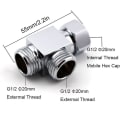 Miniatyrbillede 2 af 5: Messing brusearm 3-vejs diverter T til slange standardforbindelse - G1/2\" håndbrusesystem reservedel bruserflowkontrol splitter T-samlingsadapter