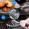 Miniatyrbillede 3 af 5: Grillbørster, 18\" 3 i 1 Grillrengøringsbørster Rustfrit Stål Køkkenrengøringsbørste Langt Håndtag Grillbørster Til Grillværktøj - Sort