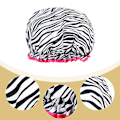 Miniatyrbilde 3 av 5: Gjenbrukbar Dobbel Lag Tykk Dusjhette - Vanntett Stilig Sebradesign - Flott for Bading og Dusjing - 1 stk Zebra print