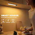 Miniatyrbilde 6 av 6: LED Underskap Belysning, 3 Fargetemperaturer Trinnløs Dimming Skaplys, Bevegelsessensor Garderobelys, USB Oppladbar Belysning for Skap