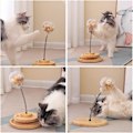 Miniatyrbild 6 av 7: Katt Leksaker Interaktiva för Innekatter Kattunge Leksak, Katt Boll Leksak Katt Godis Fjäder Leksak med Cirkel Boll Spår, Trä Automatisk Katt Leksak Långsam Matare Tr Treat Toy