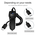 Miniatyrbilde 4 av 5: Auto Rask Lading Bil Lader Med Inntrekkbar Kabel Telefonlader Usb Med Type C Kabel