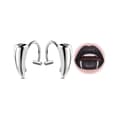Falsk leppering uten piercing, justerbare vampyrtenner, tilbehør til temafester og karneval, unisex, sølv Silver