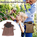 Miniatyrbild 3 av 4: Canvas Forage Pouch, Fällbar Canvas Bushcraft Väska Med Dragsko Läderöverdrag, Midjehängande Verktygsväska För Fruktplockning Svart