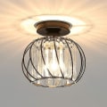 Miniatyrbillede 1 af 5: Moderne krystal loftslampe E27 LED loftslampe mini krystal lysekrone til køkken spisestue soveværelse gang indgang (sort)HYD