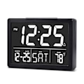 Miniatyrbild 1 av 6: Väckarklocka, Digital Klocka, Elektrisk Digital Klocka med 5,5\" LED-Display, Ljusstyrka, Justerbar Volym, Datum och Temperatur, Bordsklocka för Sängar black
