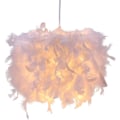 Miniatyrbillede 1 af 3: Fjerlampeskærm, fluffy lampeskærme til loftet, fjerlet lyskærm til loft, stor, hvid lampeskærm med ægte fjer, 30 cm