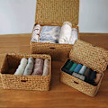 Miniatyrbillede 5 af 8: ker Opbevaringskurv Flettet Rattan Opbevaringsboks Med Låg Søgræs Vasketøjskurve Makeup Organizer Til Badeværelse, Stue, Køkken (S)